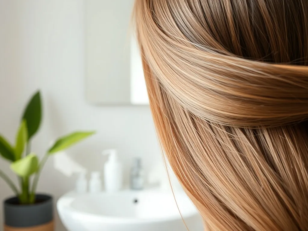 Zdrowe, długie, lśniące włosy czesane drewnianym grzebieniem, podkreślające pielęgnację i szybszy wzrost włosów.